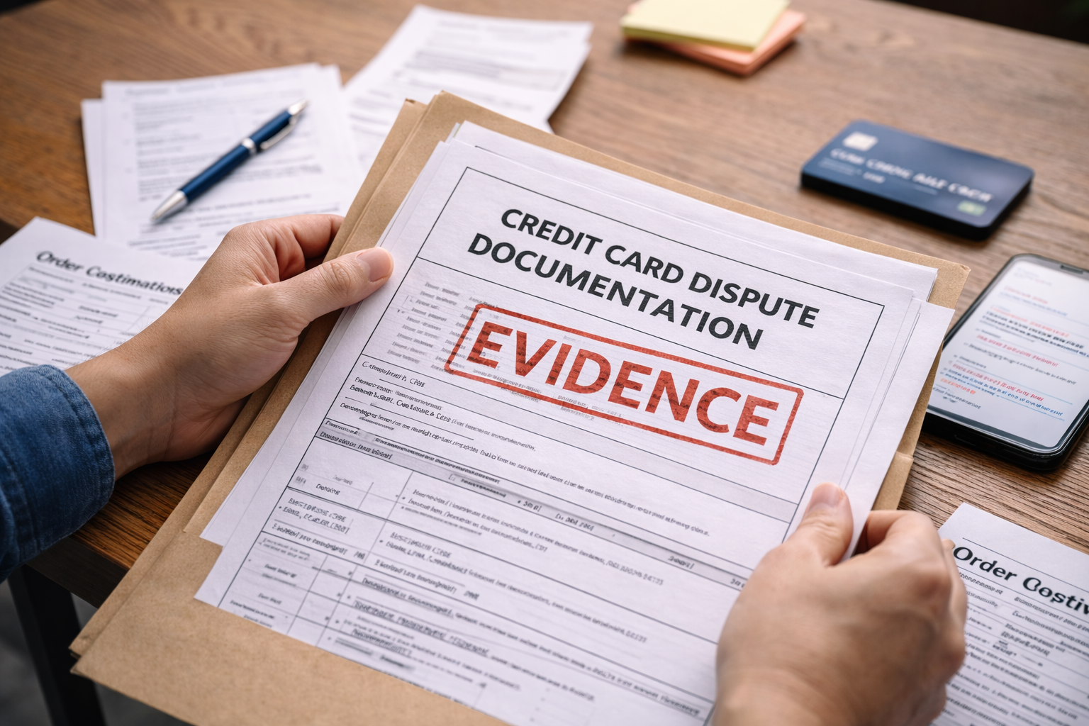 Documentation for credit card dispute